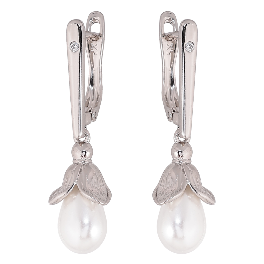 Сережки Xuping колір Родій англійський замок "Перлинні підвіски" фото №1