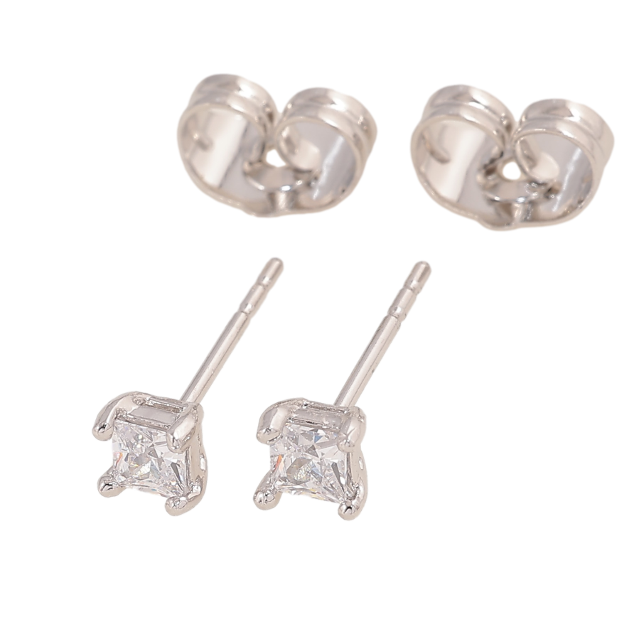 Сережки Xuping колір Родій пусети "Кристали" 3х3мм фото №1