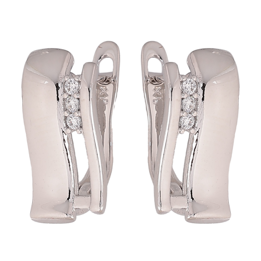 Сережки Xuping колір Родій англійський замок "Візерунок з кристалами" фото №1