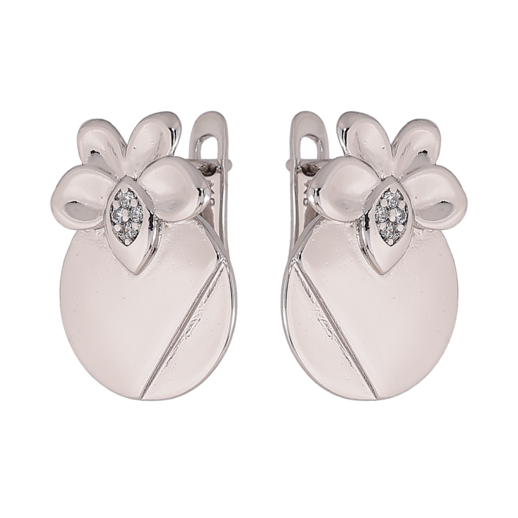 Серьги Xuping цвет Родий английский замок "Цветочный узор с кристаллами" фото №10