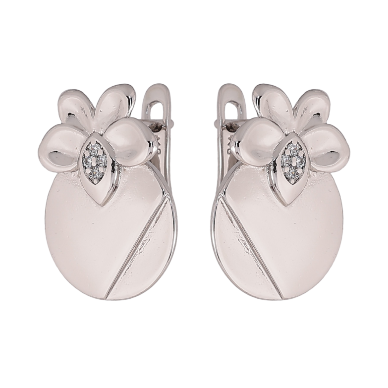 Сережки Xuping колір Родій англійський замок "Квітковий візерунок з кристалами" фото №1