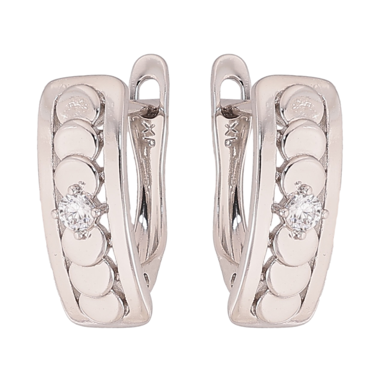 Сережки Xuping колір Родій англійський замок "Візерунок з кристалами" фото №2