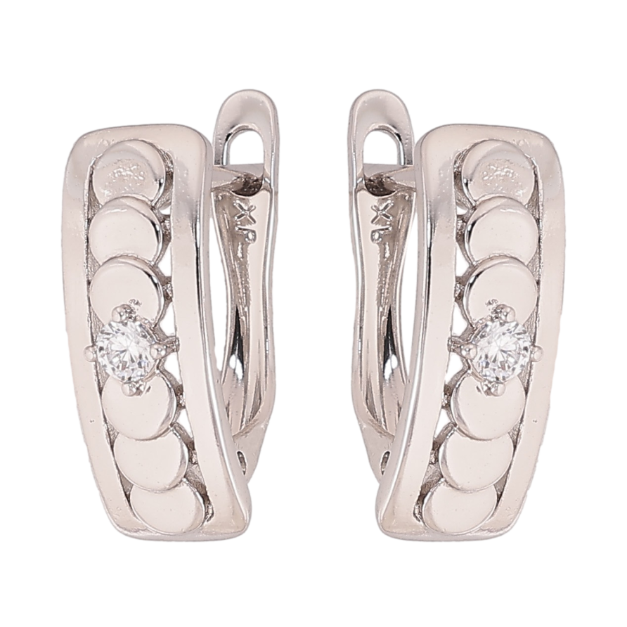 Сережки Xuping колір Родій англійський замок "Візерунок з кристалами" фото №1