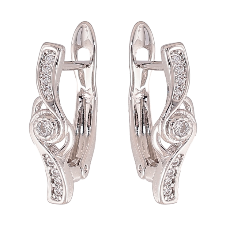 Сережки Xuping колір Родій англійський замок "Візерунок з кристалами" фото №6