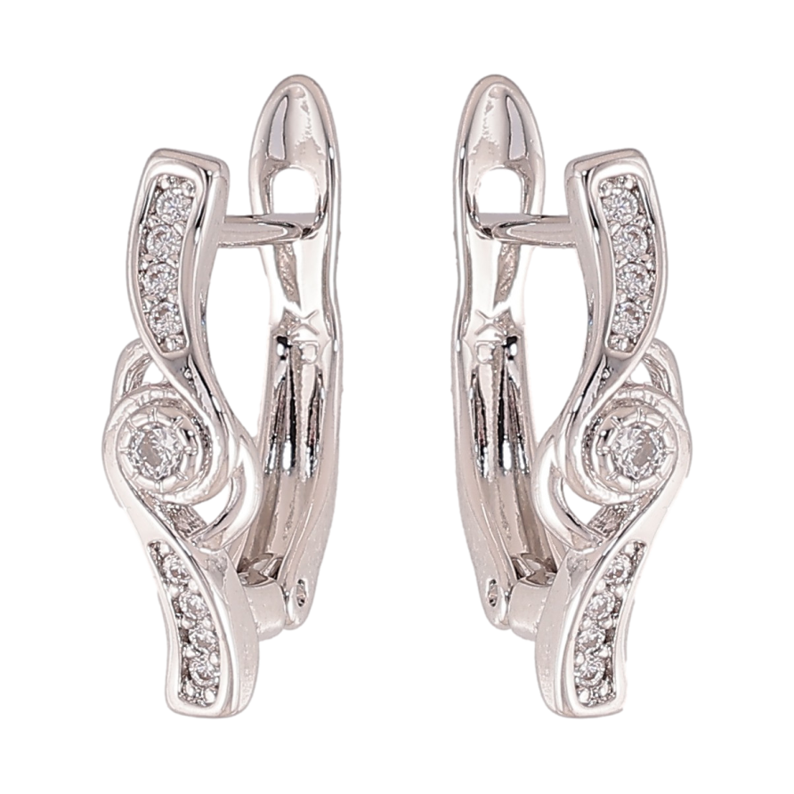 Сережки Xuping колір Родій англійський замок "Візерунок з кристалами" фото №1