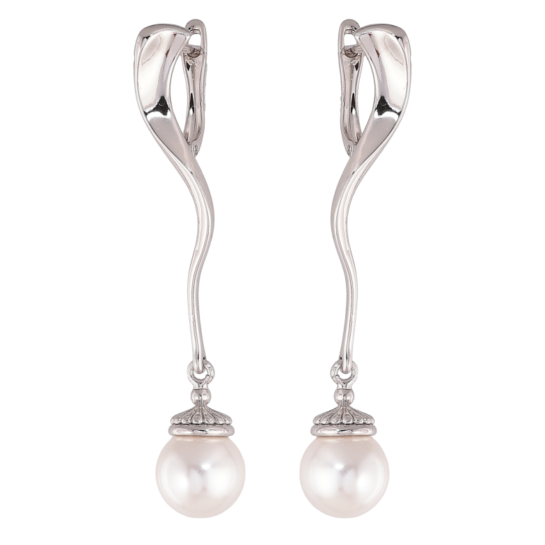 Сережки Xuping колір Родій англійський замок "Перлинні підвіски" фото №1