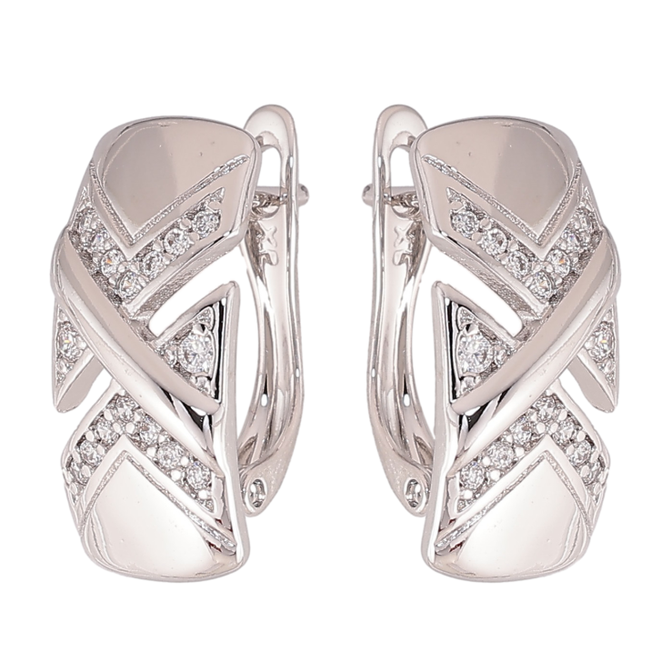 Сережки Xuping колір Родій англійський замок "Візерунок з кристалами" фото №20