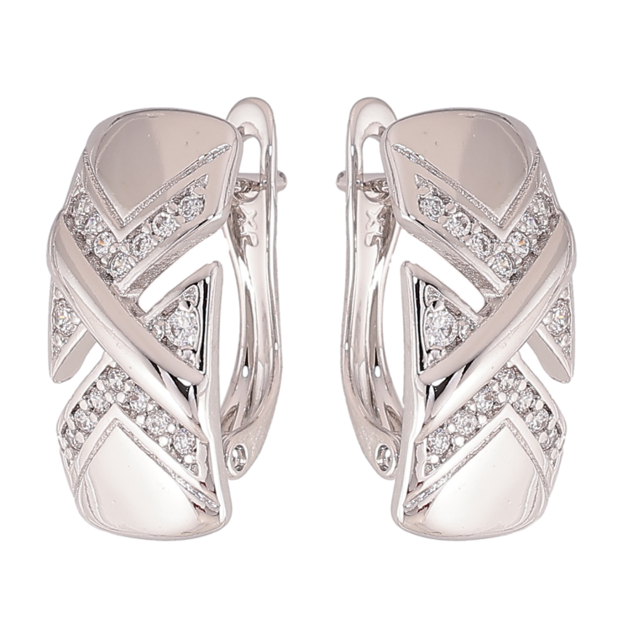 Сережки Xuping колір Родій англійський замок "Візерунок з кристалами" фото №1