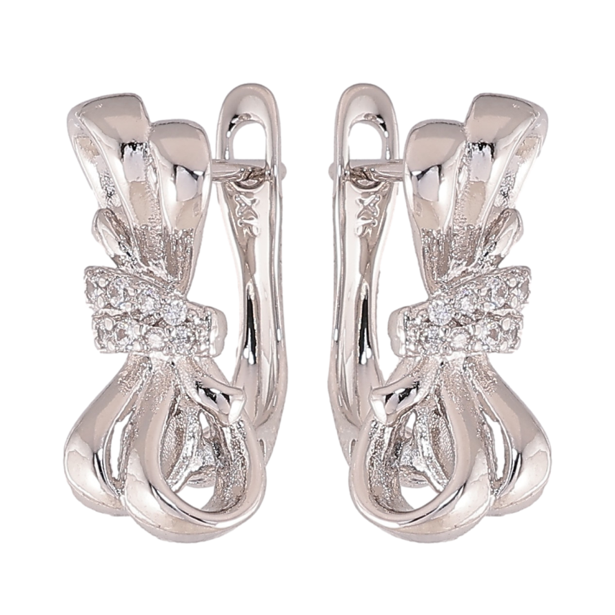 Сережки Xuping колір Родій англійський замок "Візерунок з кристалами" фото №1 Сережки Xuping колір Родій англійський замок "Візерунок з кристалами" фото №1