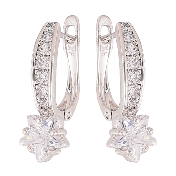 Сережки Xuping колір Родій англійський замок "Кристальні зірочки" фото №4