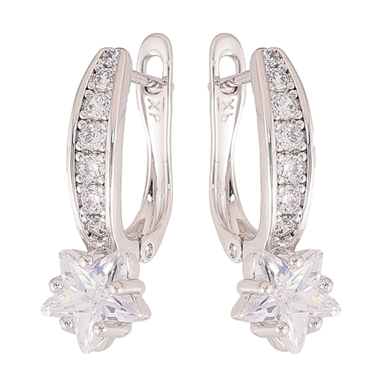 Сережки Xuping колір Родій англійський замок "Кристальні зірочки" фото №1