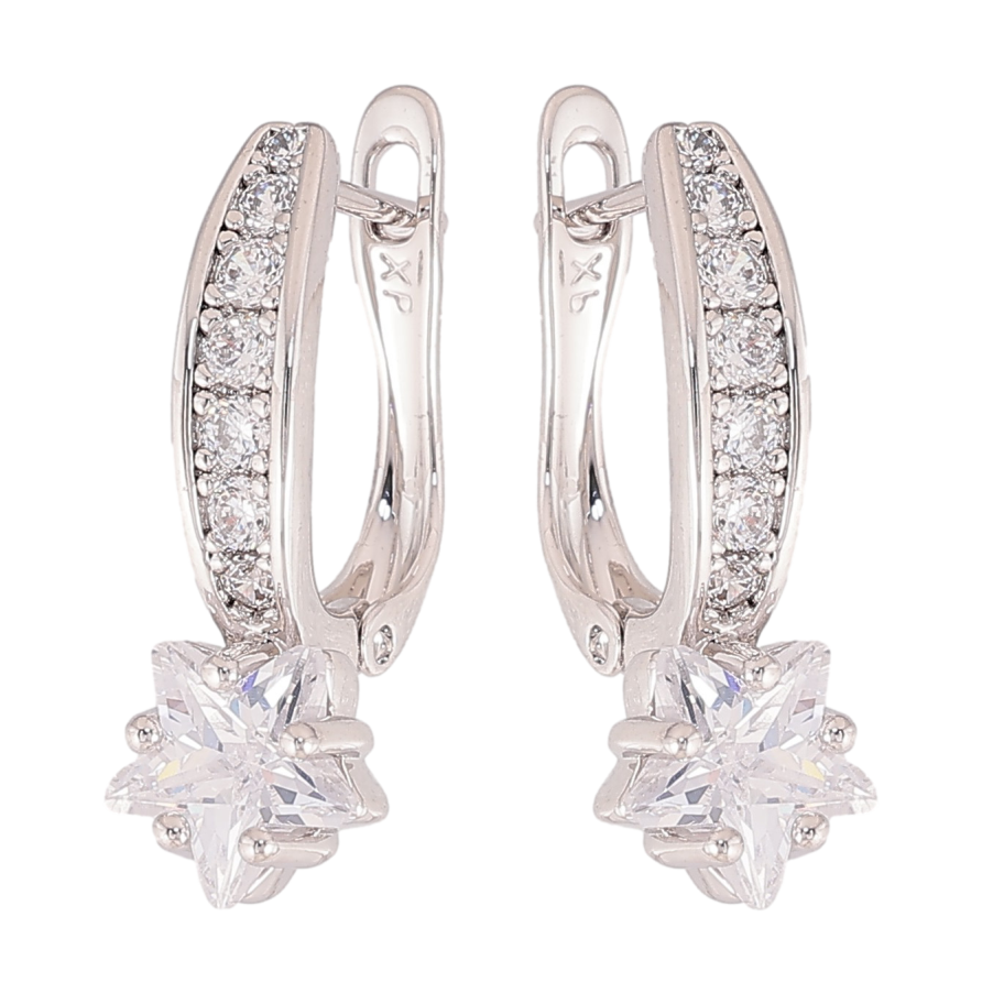 Сережки Xuping колір Родій англійський замок "Кристальні зірочки" фото №1