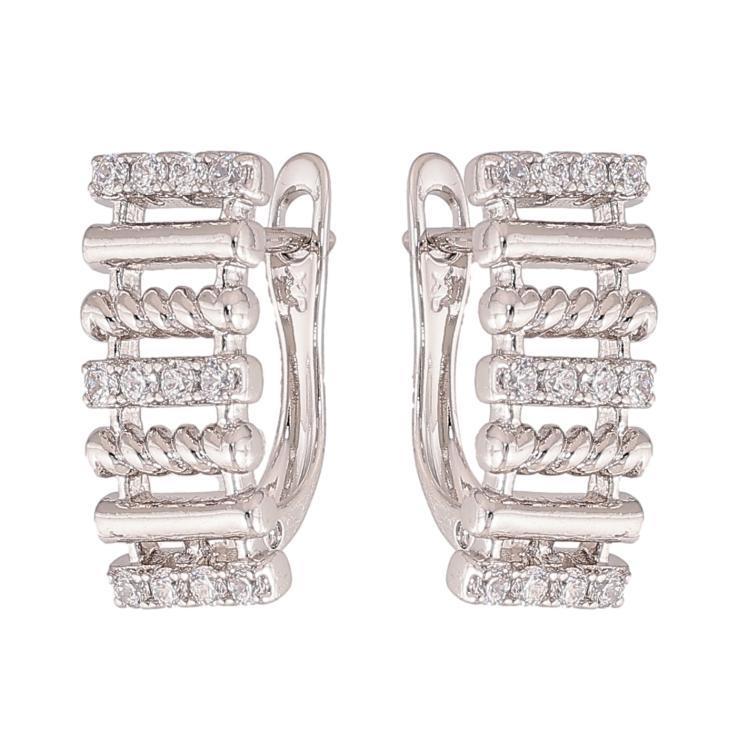 Сережки Xuping колір Родій англійський замок "Візерунок з кристалами" фото №18