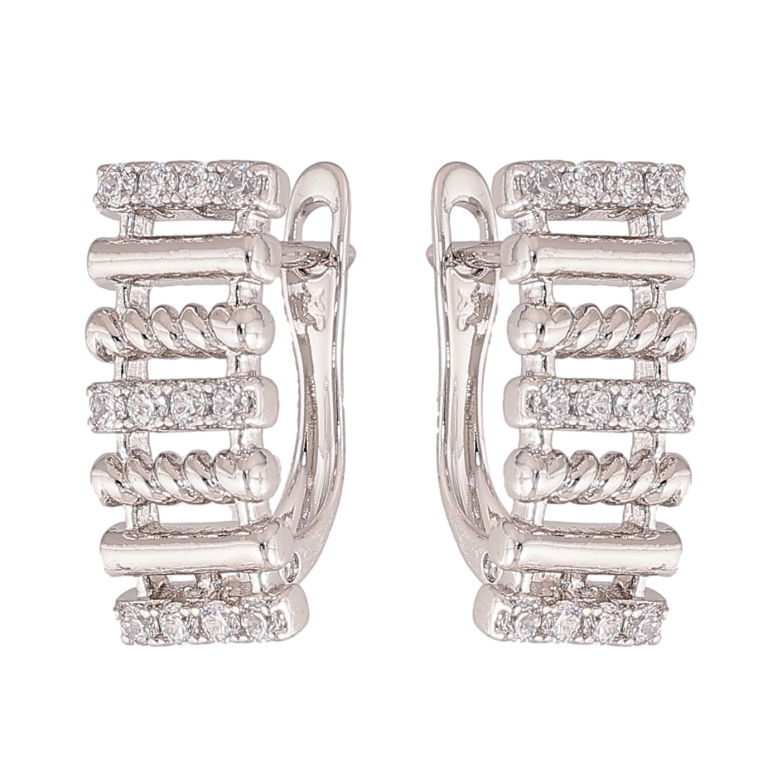 Сережки Xuping колір Родій англійський замок "Візерунок з кристалами" фото №1