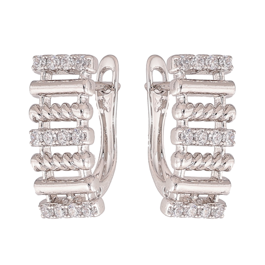 Сережки Xuping колір Родій англійський замок "Візерунок з кристалами" фото №1