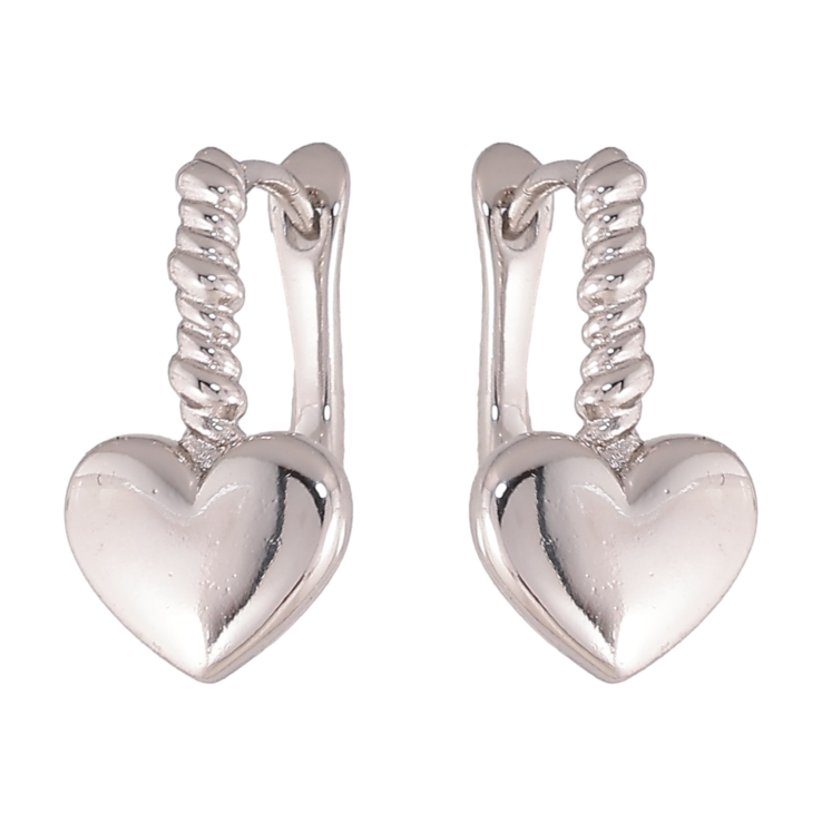 Серьги Xuping цвет Родий английский замок "Сердечки" фото №8