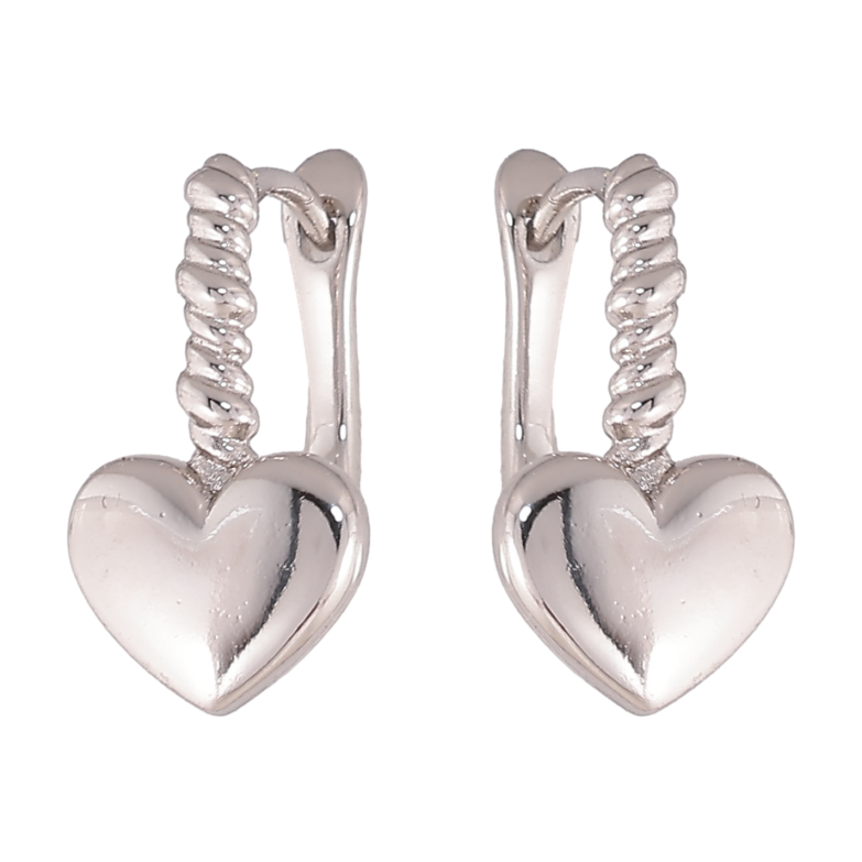 Серьги Xuping цвет Родий английский замок "Сердечки" фото №1