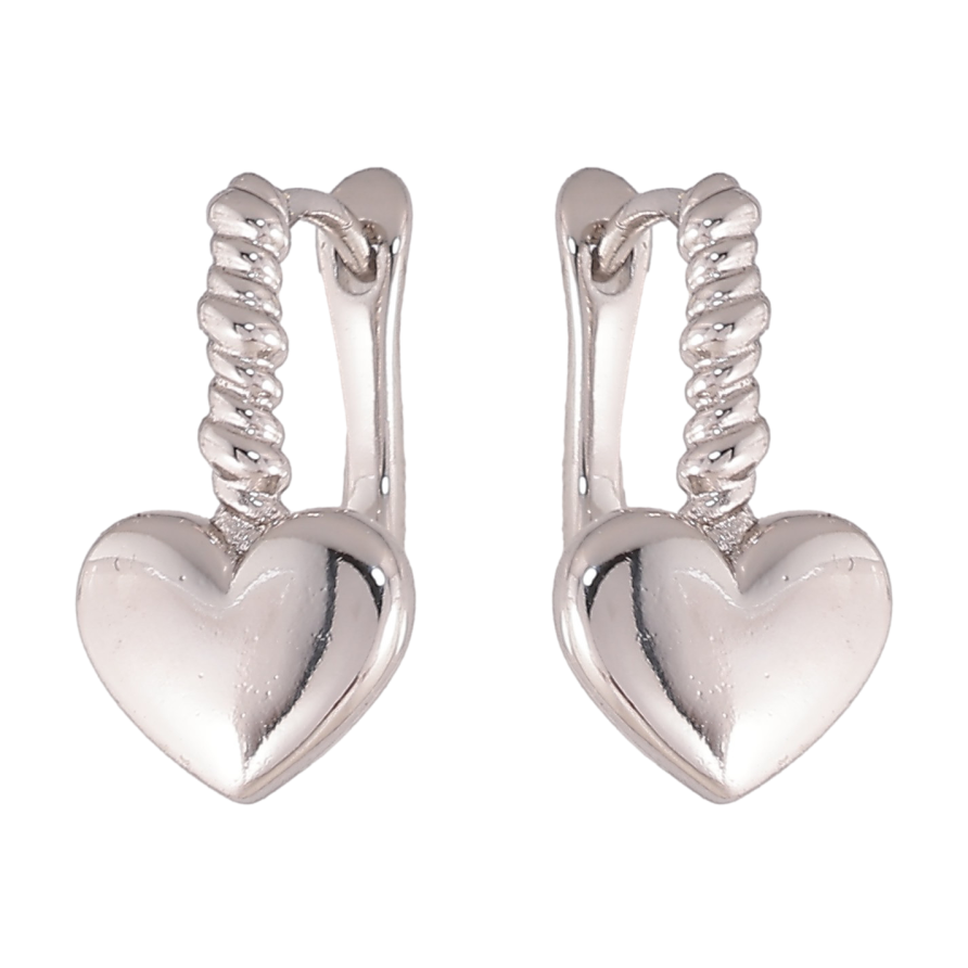 Серьги Xuping цвет Родий английский замок "Сердечки" фото №1