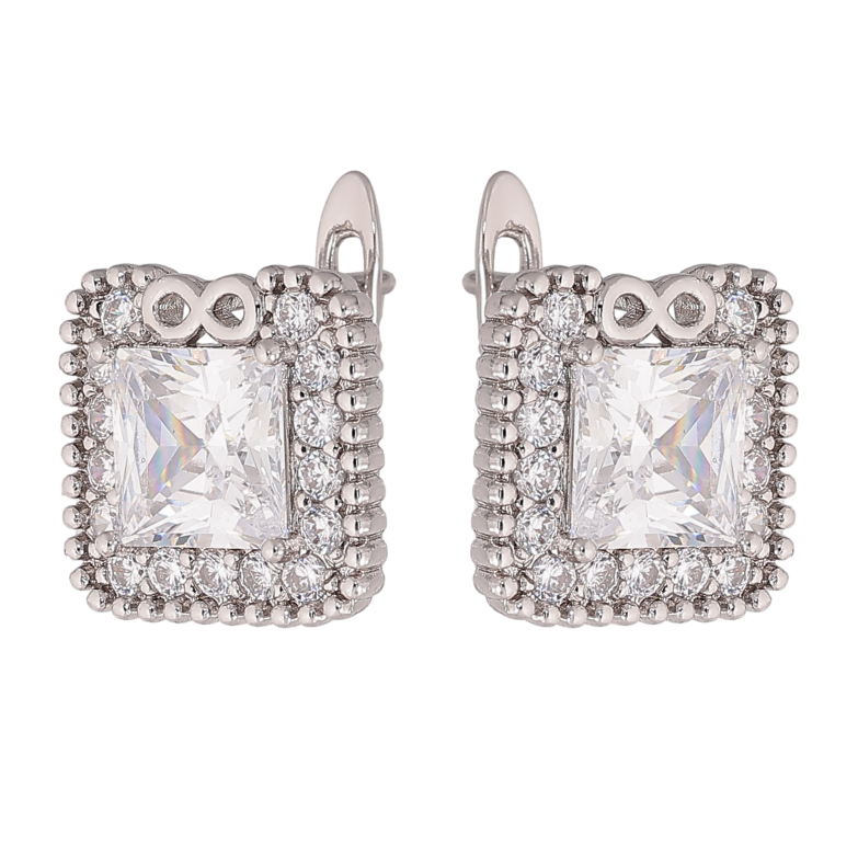 Серьги Xuping цвет Родий английский замок "Инкрустация кристаллами" фото №5