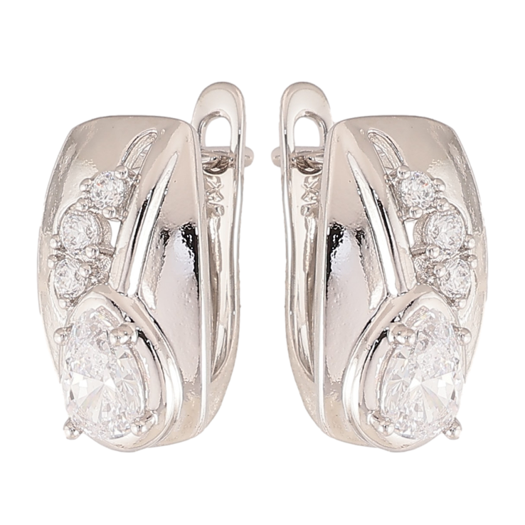 Сережки Xuping колір Родій англійський замок "Візерунок з кристалами" фото №14