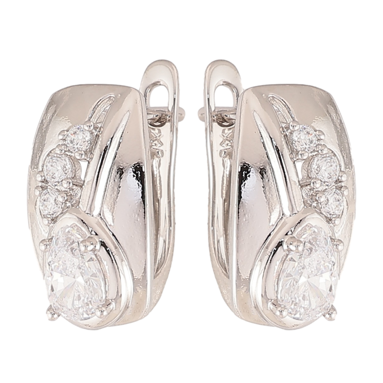 Сережки Xuping колір Родій англійський замок "Візерунок з кристалами" фото №3