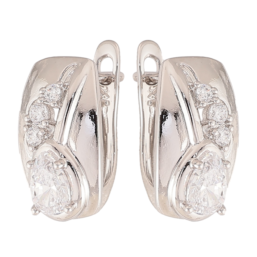 Сережки Xuping колір Родій англійський замок "Візерунок з кристалами" фото №1