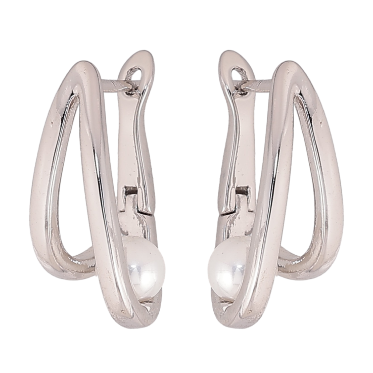 Сережки Xuping колір Родій англійський замок "Візерунок з перлинами" фото №16