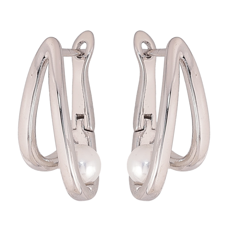 Сережки Xuping колір Родій англійський замок "Візерунок з перлинами" фото №3