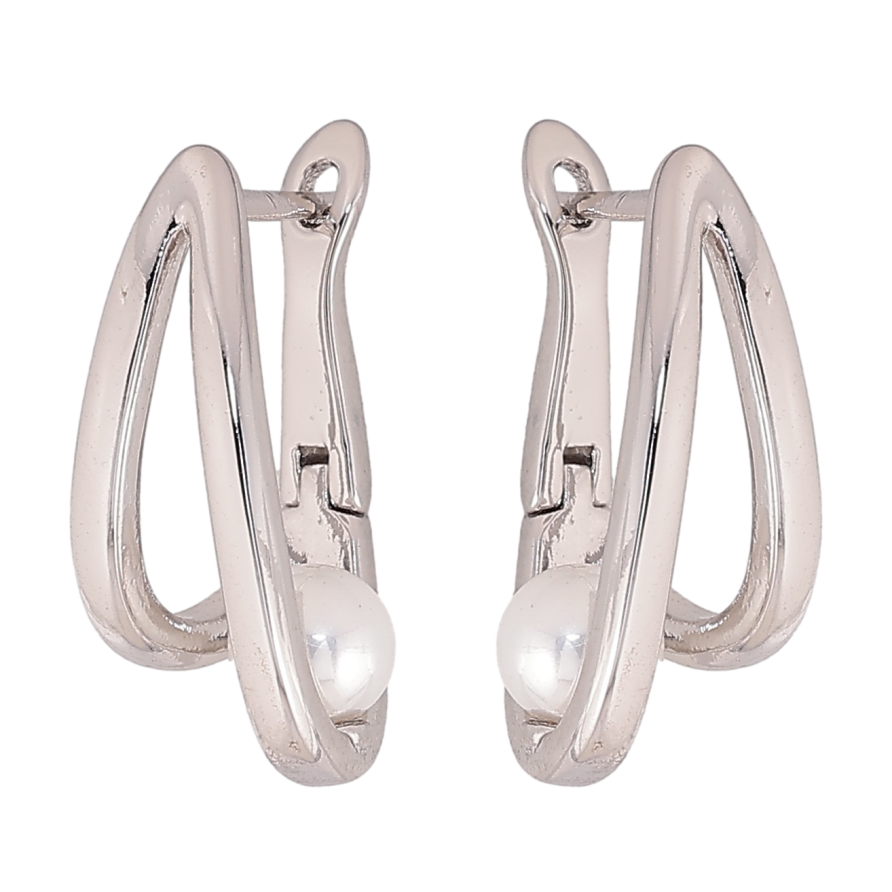 Сережки Xuping колір Родій англійський замок "Візерунок з перлинами" фото №1