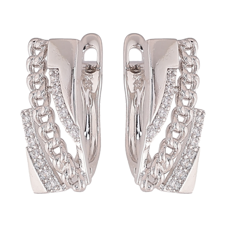 Сережки Xuping колір Родій англійський замок "Візерунок з кристалами" фото №12 Сережки Xuping колір Родій англійський замок "Візерунок з кристалами" фото №12