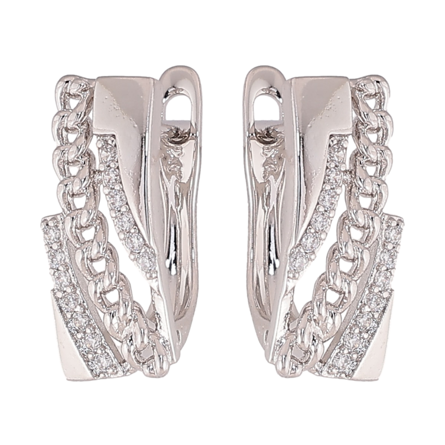 Сережки Xuping колір Родій англійський замок "Візерунок з кристалами" фото №1 Сережки Xuping колір Родій англійський замок "Візерунок з кристалами" фото №1