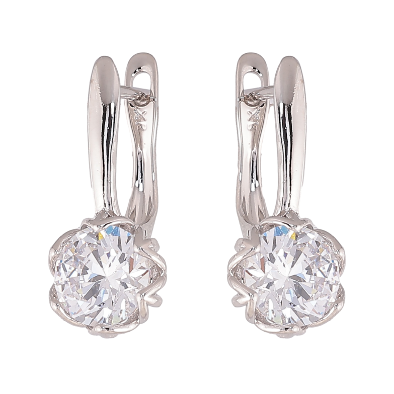 Сережки Xuping колір Родій англійський замок "Кристальні бутони" фото №1