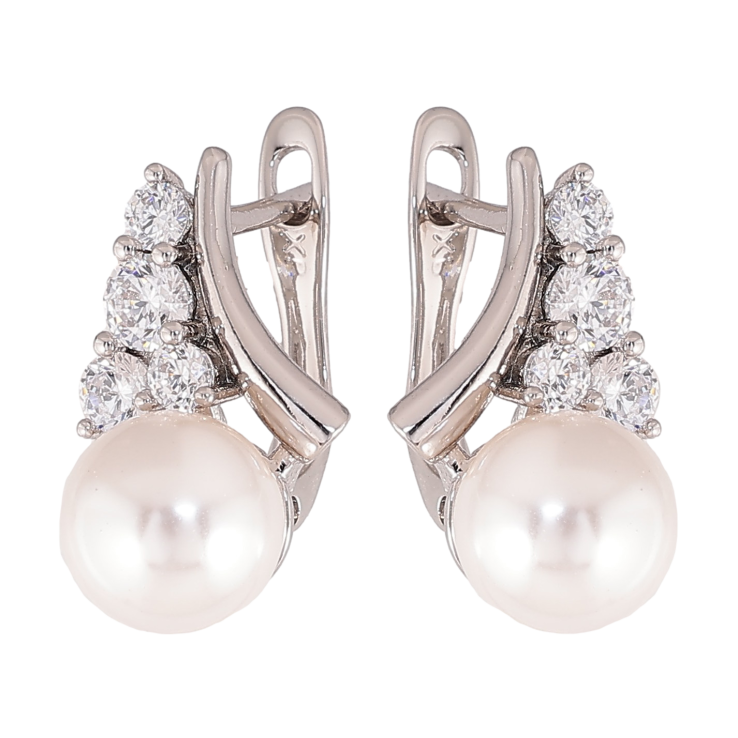 Сережки Xuping колір Родій англійський замок "Візерунок з кристалами та перлинами" фото №22 Сережки Xuping колір Родій англійський замок "Візерунок з кристалами та перлинами" фото №22