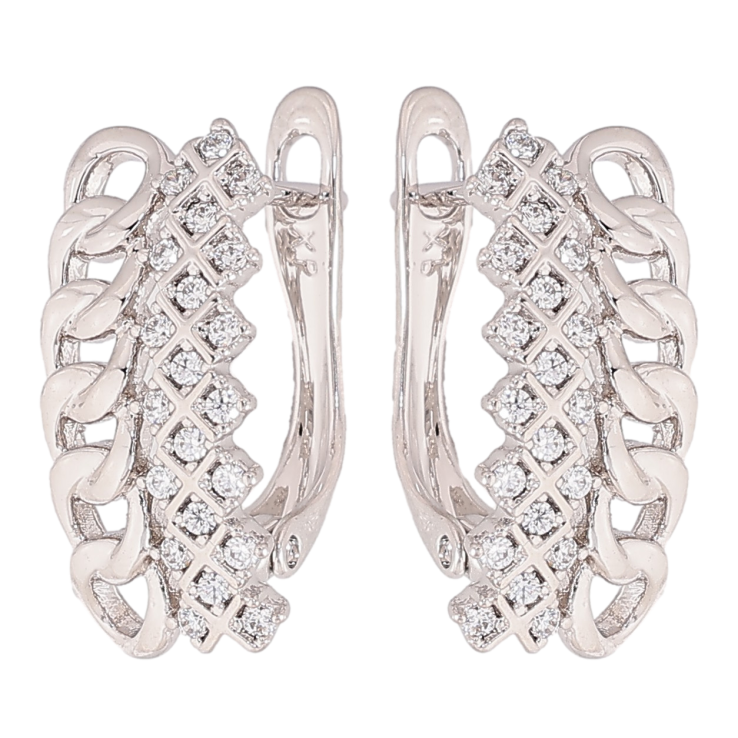 Сережки Xuping колір Родій англійський замок "Візерунок з кристалами" фото №10