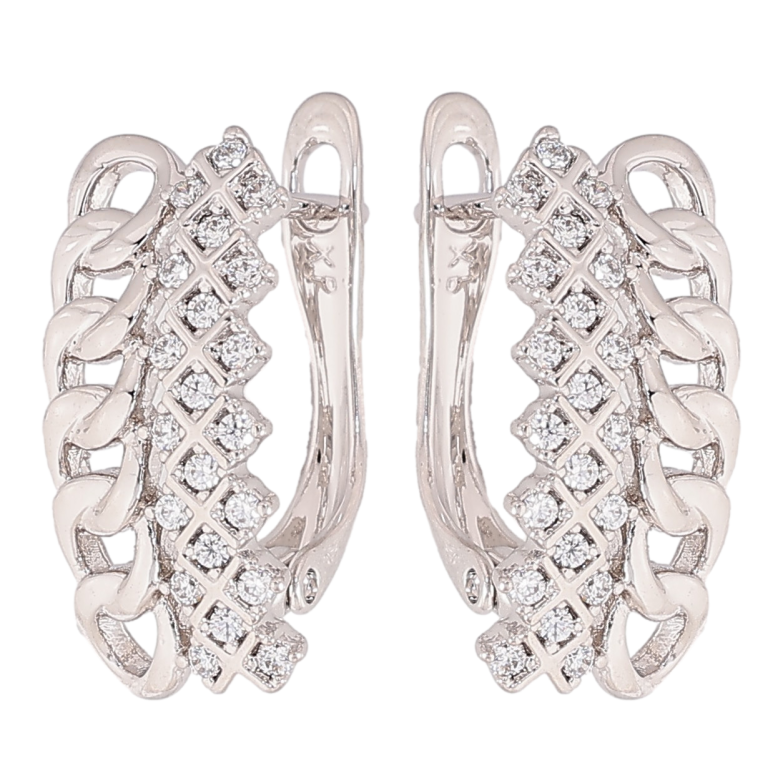 Сережки Xuping колір Родій англійський замок "Візерунок з кристалами" фото №1