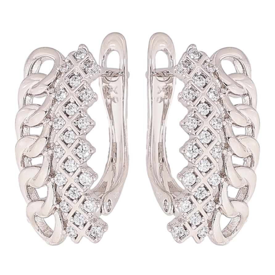 Сережки Xuping колір Родій англійський замок "Візерунок з кристалами" фото №1