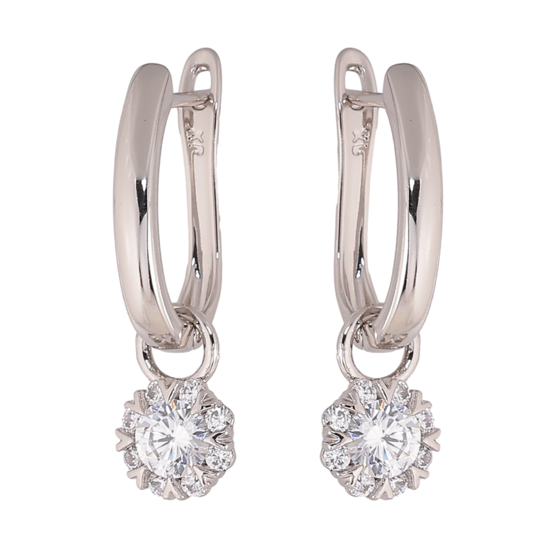 Сережки Xuping колір Родій англійський замок "Кристальні підвіски" 2 в 1 фото №1