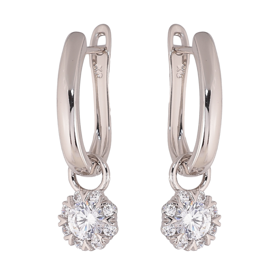 Сережки Xuping колір Родій англійський замок "Кристальні підвіски" 2 в 1 фото №1