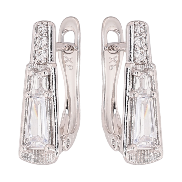 Сережки Xuping колір Родій англійський замок "Візерунок з кристалами" фото №3 Сережки Xuping колір Родій англійський замок "Візерунок з кристалами" фото №3