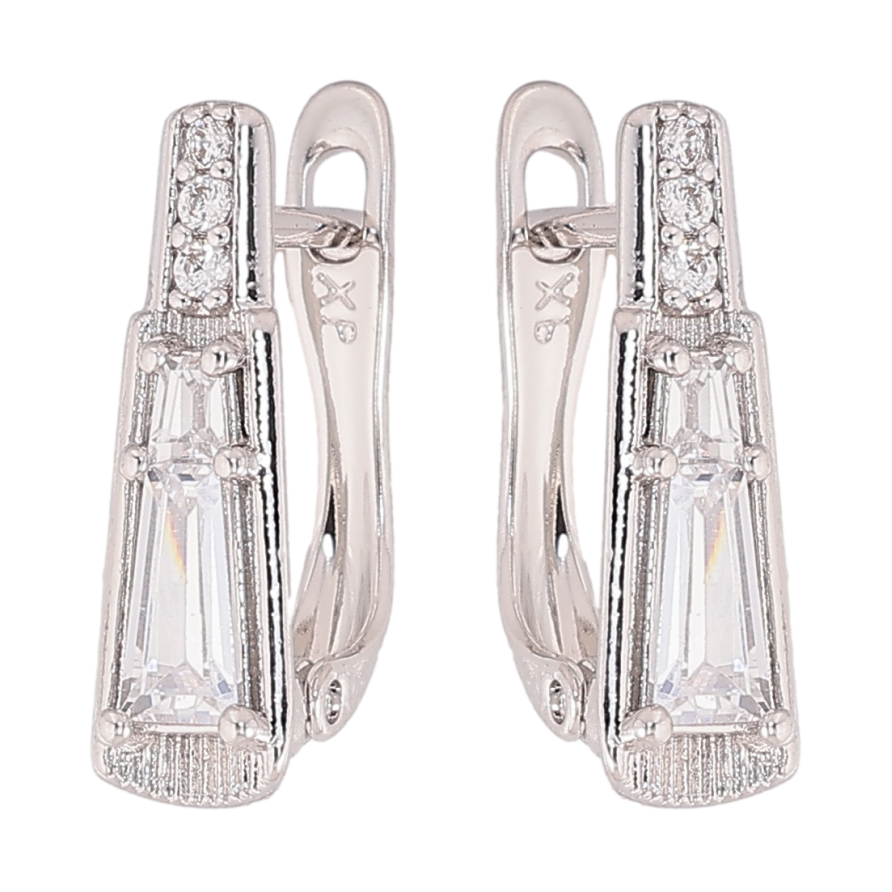 Сережки Xuping колір Родій англійський замок "Візерунок з кристалами" фото №1 Сережки Xuping колір Родій англійський замок "Візерунок з кристалами" фото №1