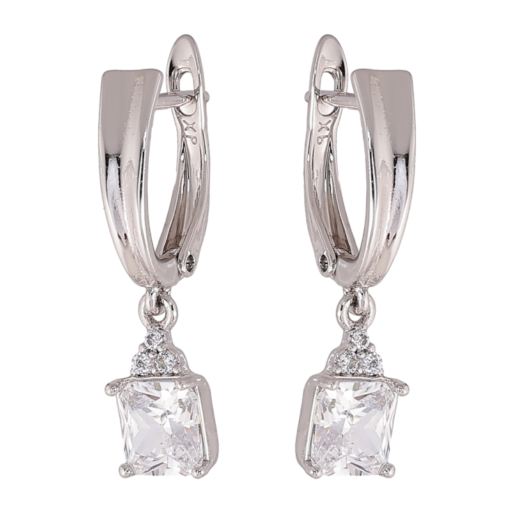 Серьги Xuping цвет Родий английский замок "Кристальные подвески" фото №22