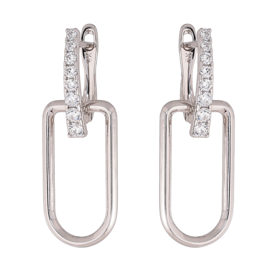 Серьги Xuping цвет Родий английский замок "Узор с кристаллами" фото №1