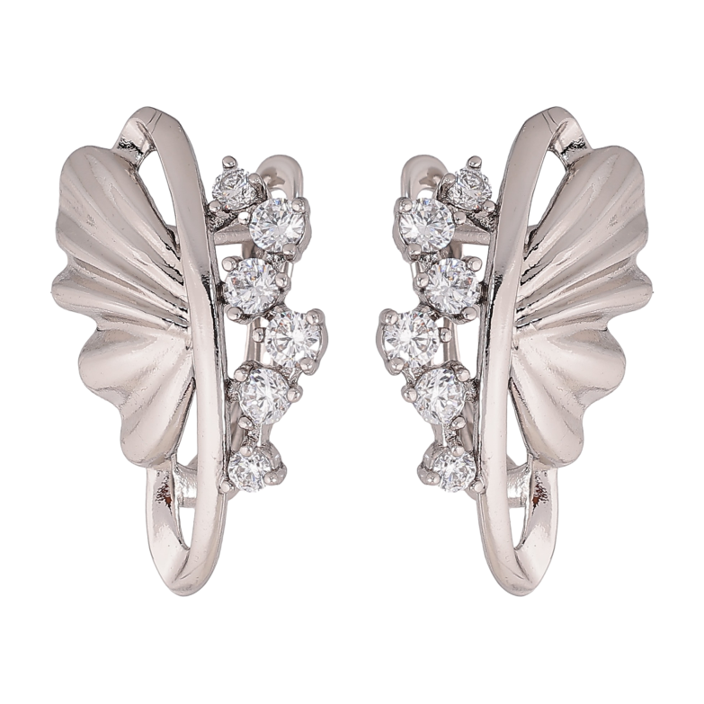 Серьги Xuping цвет Родий английский замок "Узор с кристаллами" фото №1