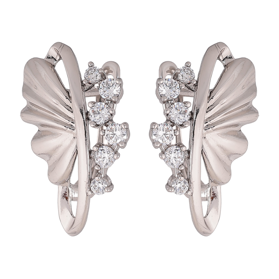 Сережки Xuping колір Родій англійський замок "Візерунок з кристалами" фото №1