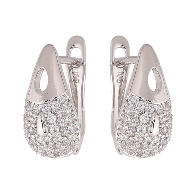 Сережки Xuping колір Родій англійський замок "Візерунок з кристалами" фото №1 Сережки Xuping колір Родій англійський замок "Візерунок з кристалами" фото №1