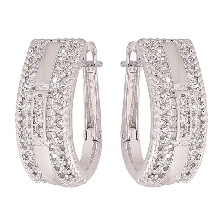 Сережки Xuping колір Родій англійський замок "Візерунок з кристалами" фото №1