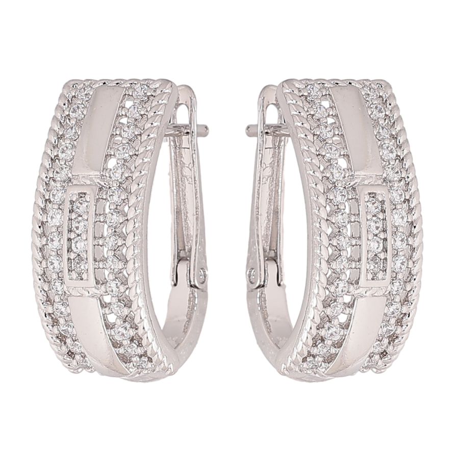 Сережки Xuping колір Родій англійський замок "Візерунок з кристалами" фото №1