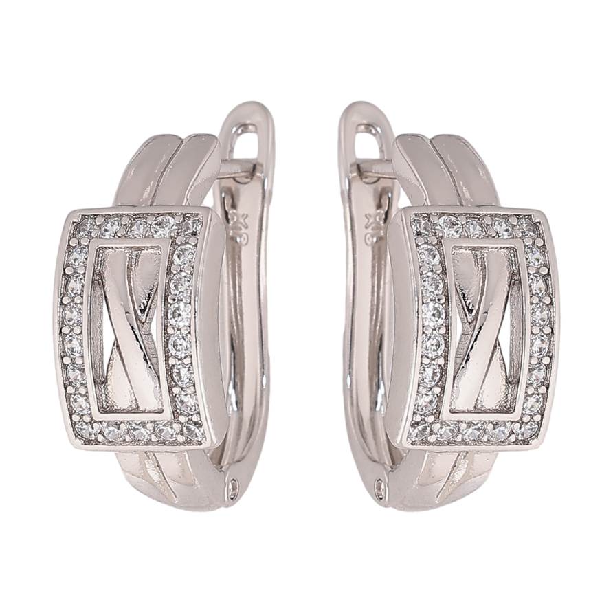 Сережки Xuping колір Родій англійський замок "Візерунок з кристалами" фото №1