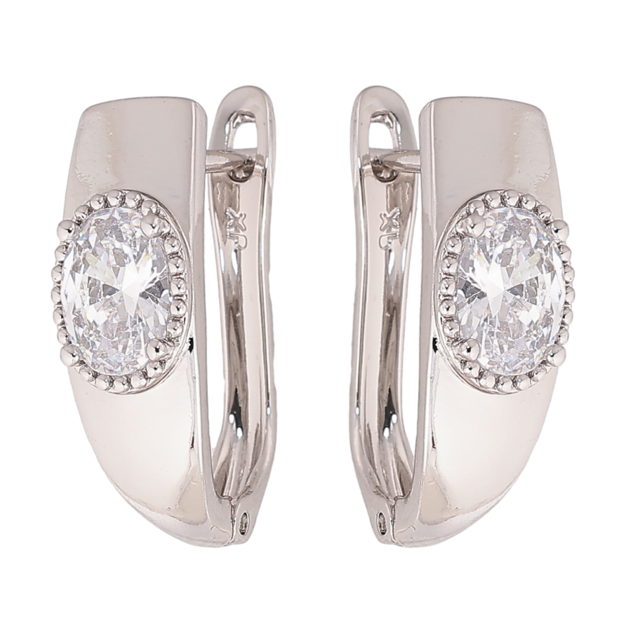 Сережки Xuping колір Родій англійський замок "Візерунок з кристалами" фото №1