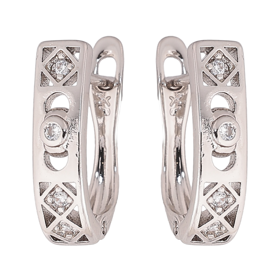 Сережки Xuping колір Родій англійський замок "Візерунок з кристалами" фото №1